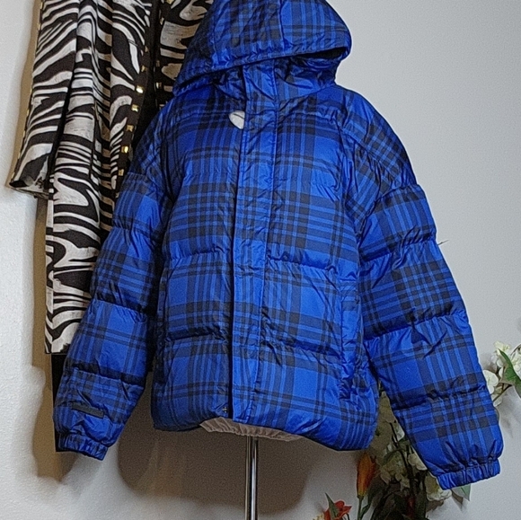 NEW RARE Authentic Juicy Couture Black Label Puffer Ski Coat Blue Tartan Down - Picture 12 of 16